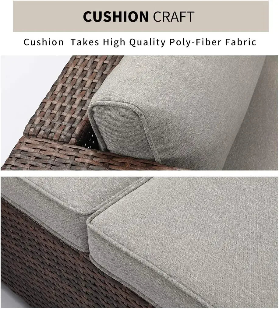 🌿 6-Piece Outdoor Wicker Patio Set | Sofa Comes with Gray or Sky Blue Cushions