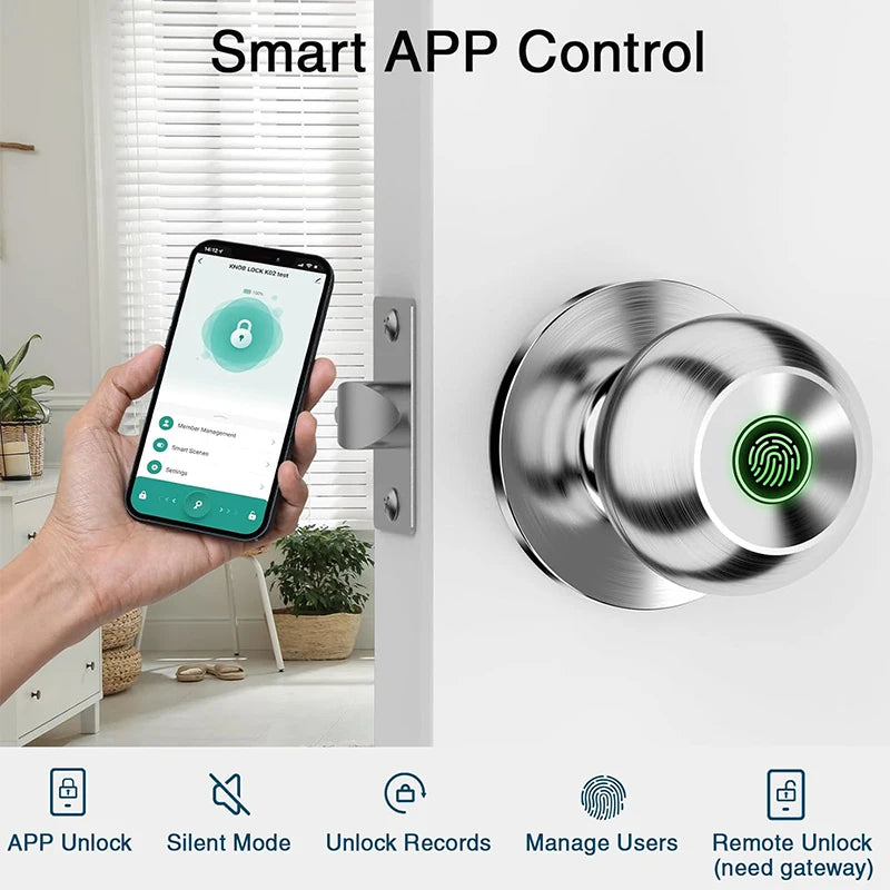 CIEPOJIET Tuya Smart Fingerprint Door Lock with Bluetooth & Keyless Entry