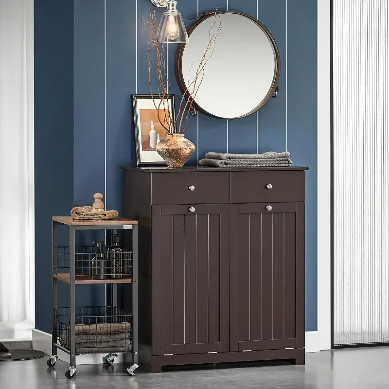 Tilt-out Bathroom Laundry Cabinet Hidden Hamper Organizer