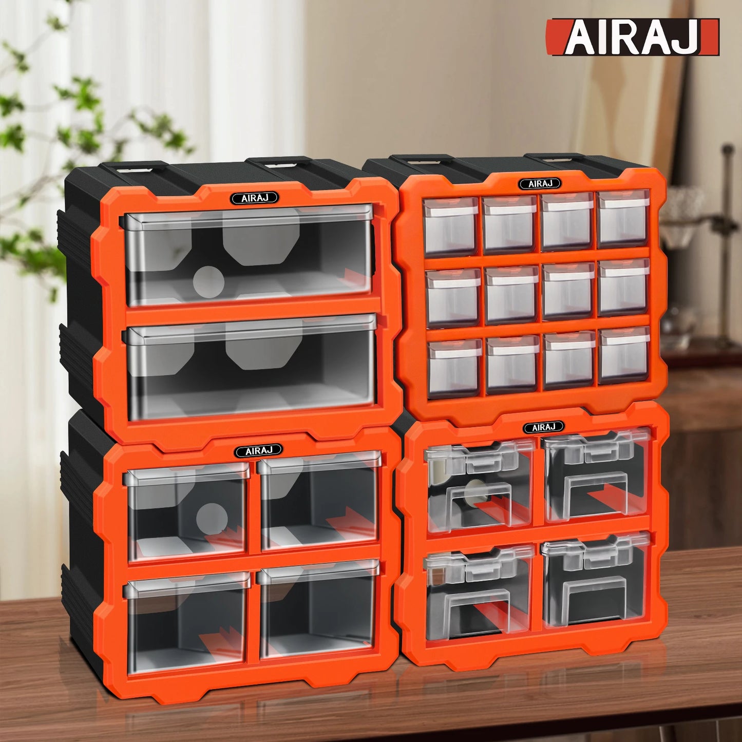 AIRAJ Multi-Grid Drawer Parts Box - Floor or Wall-Mounted Component Storage