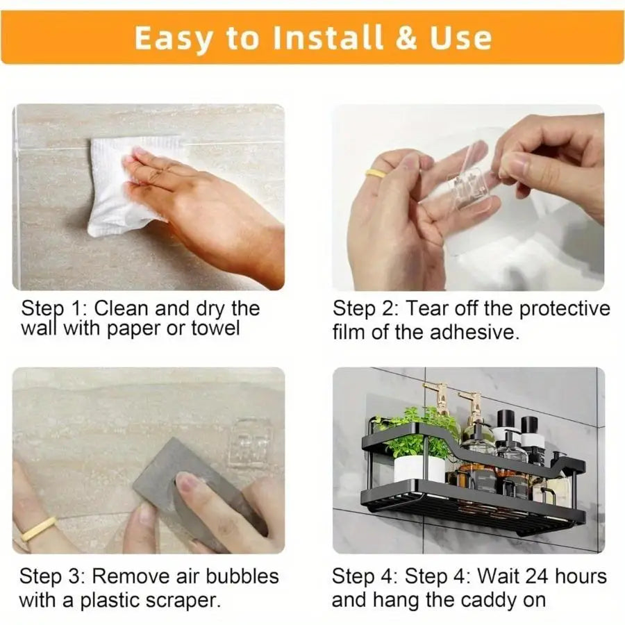 3/5 Pack Adhesive Shower Caddy, Rustproof Stainless Steel Organizer for Bathroom & Kitchen