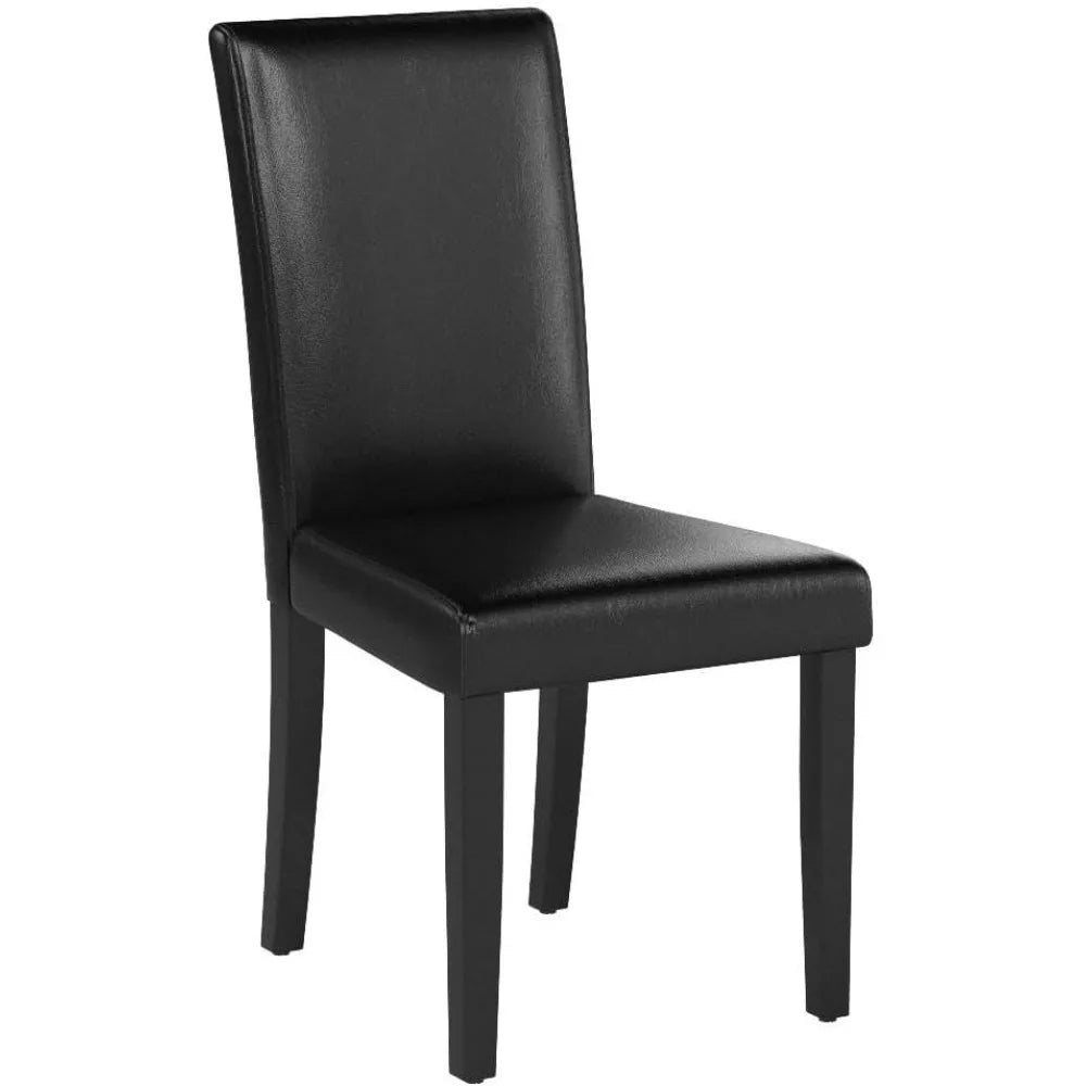 Set of 4 Leather Dining Chairs, Modern Armless Side Chairs with Solid Wood Legs
