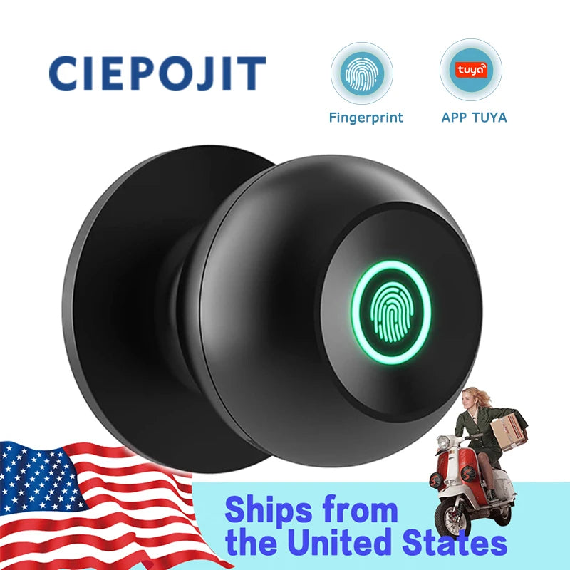 CIEPOJIET Tuya Smart Fingerprint Door Lock with Bluetooth & Keyless Entry