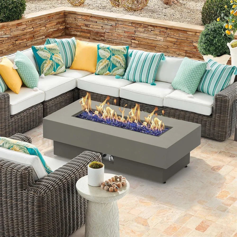 48" Outdoor Fire Pit Table, 50,000 BTU with Natural Gas Kit & Burner Lid