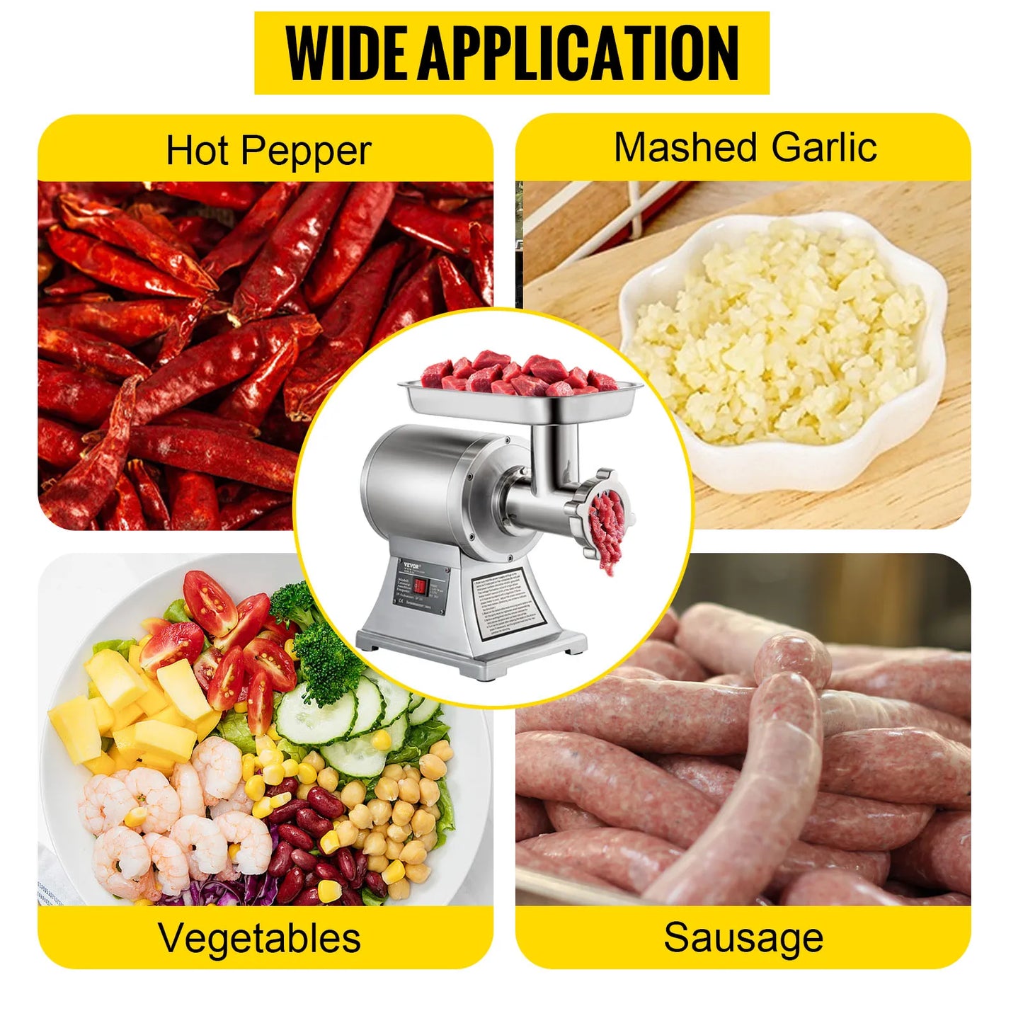 VEVOR Electric Meat Grinder 122–250 KG/H Heavy-Duty Commercial Mincer & Food Processor