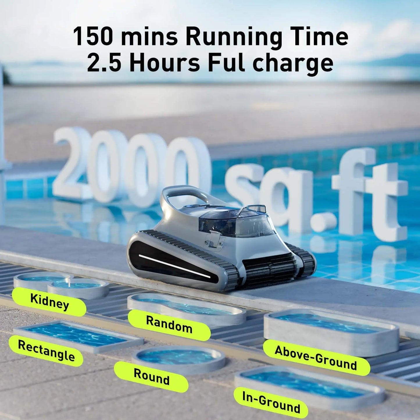 2025 Seauto Crab Pro – Cordless Robotic Pool Cleaner for Inground Pools (Up to 2000 Sq. Ft.)