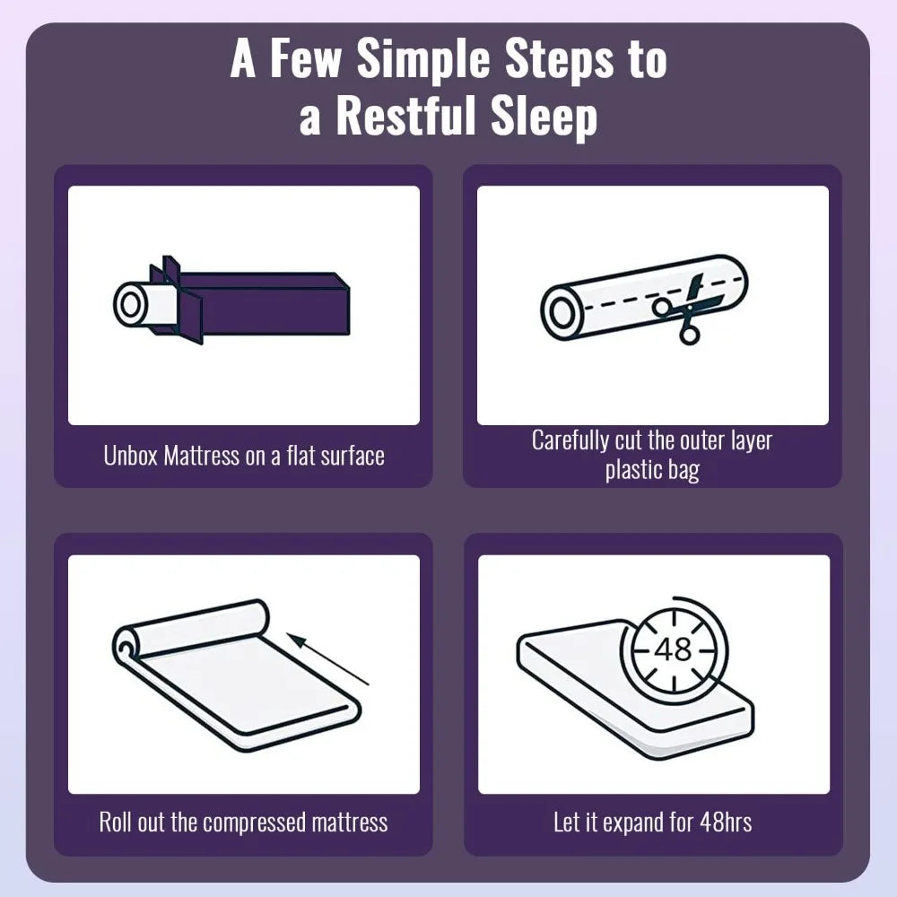 Full Size Gel Memory Foam Mattress, Bamboo Charcoal Infused, Pressure Relief, Bed-in-a-Box