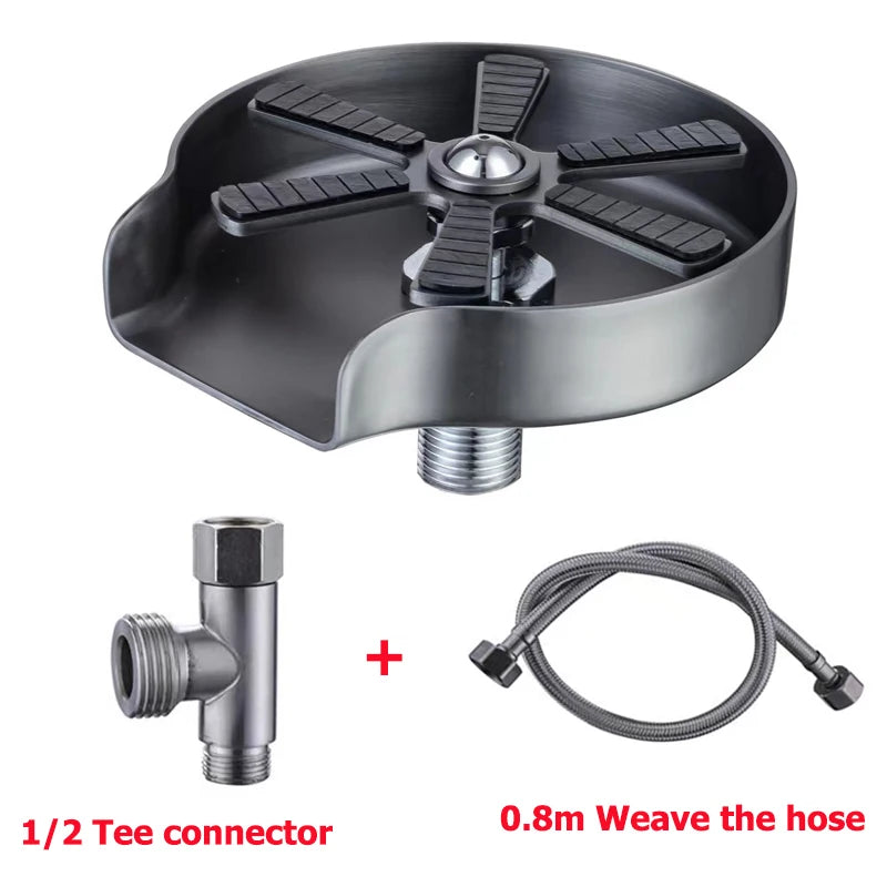 Stainless Steel Cup & Bottle Washer – Sink-Mounted Glass Rinser for Kitchen, Bar, or Café