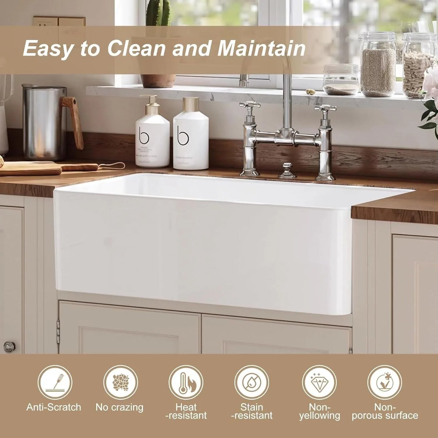 33" Undermount Apron Front Farmhouse Kitchen Sink