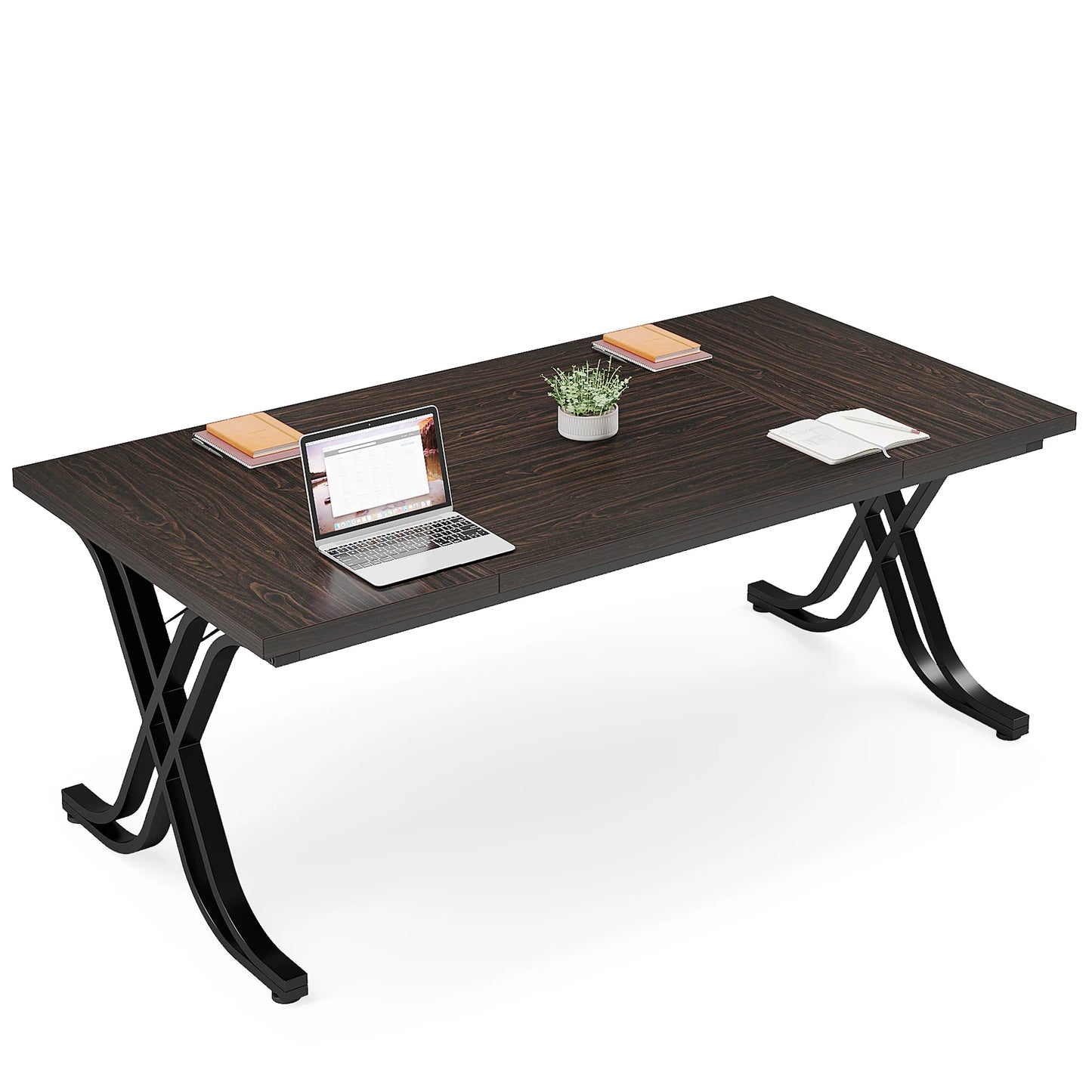 Tribesigns 63" Executive Desk, Large Office Computer Desk with Wood Top and Metal Frame