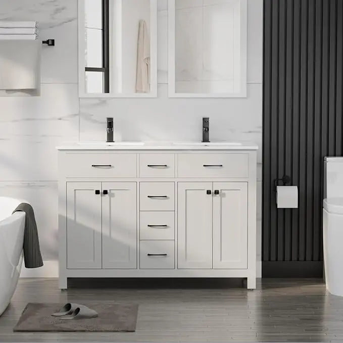 48" Bathroom Vanity Set with Sink Combo & Faucet – 4-Door, 3-Drawer Painted Cabinet