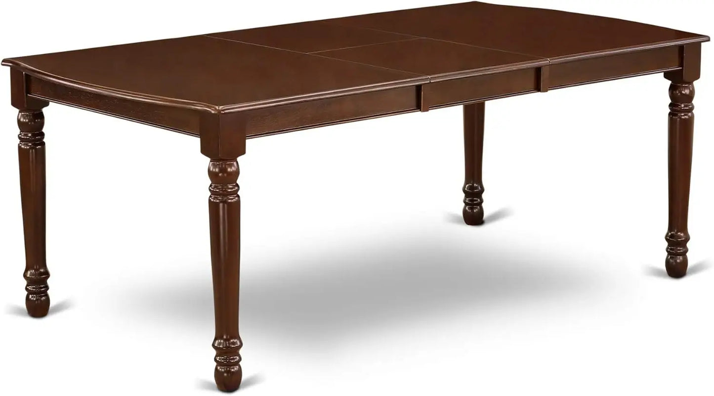9 Piece Modern Dining Rectangle Wooden Table Set with Butterfly Leaf and 8 Linen Fabric Chairs