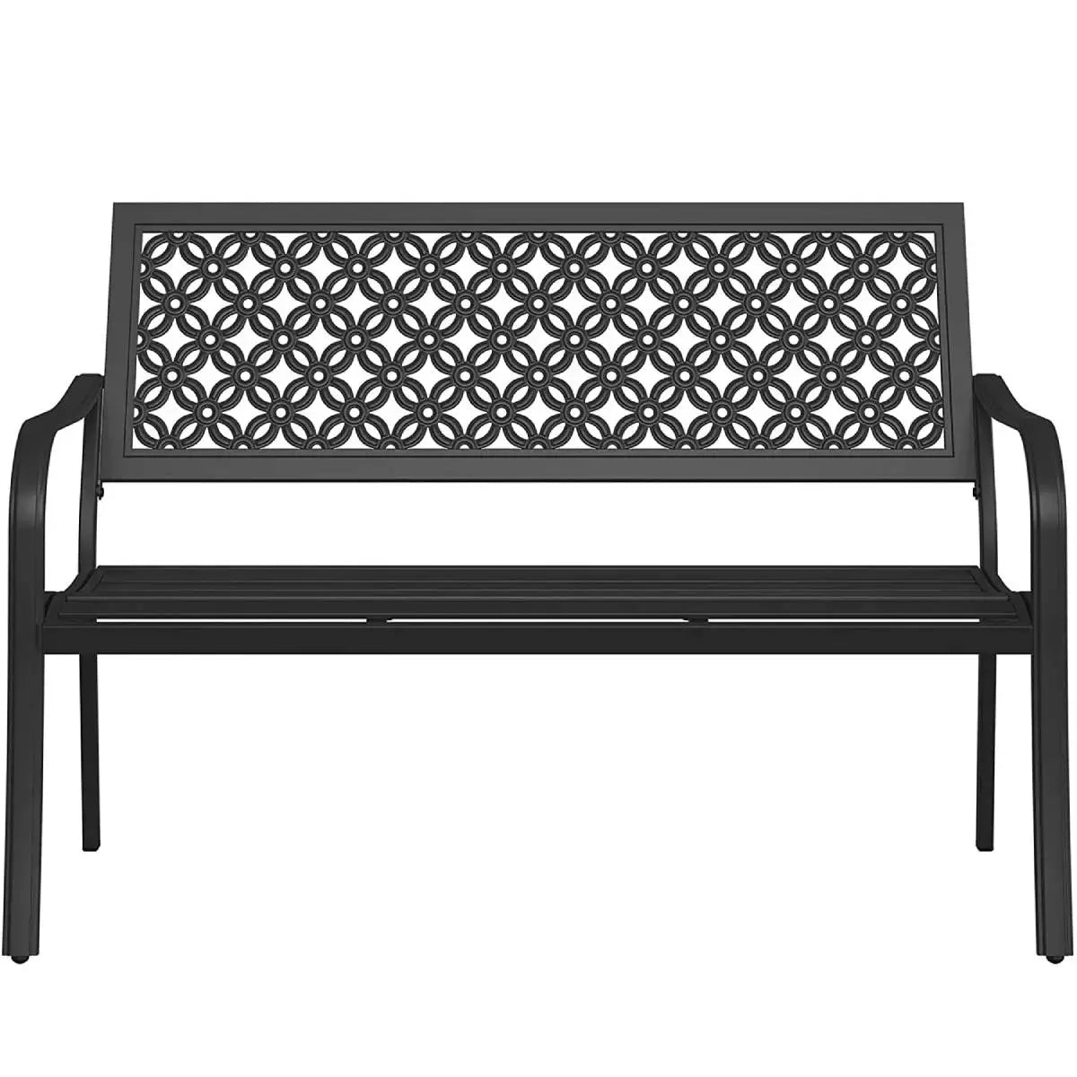 ✅ Outdoor Garden Bench – Powder-Coated Steel Frame with Armrests