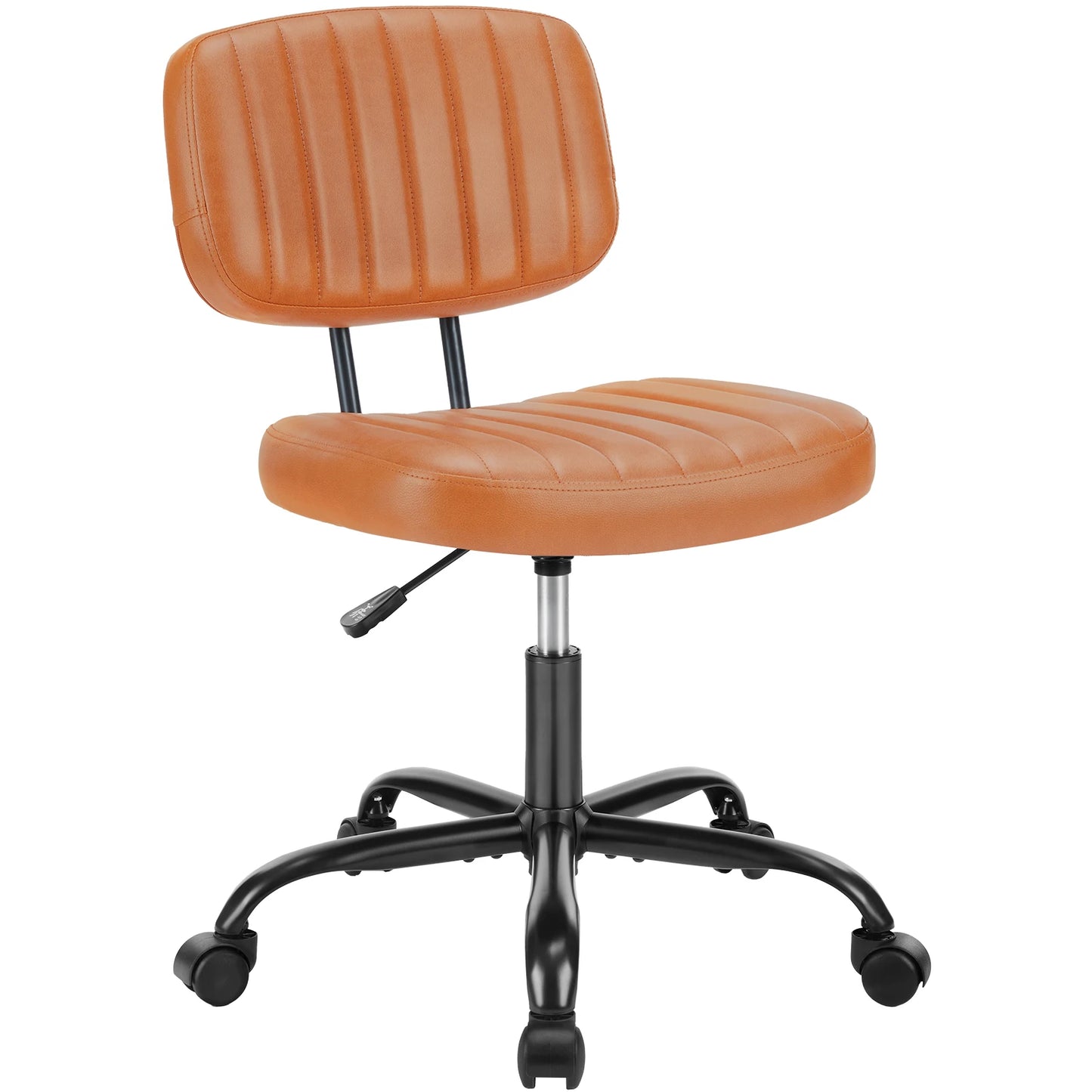 JHK Armless PU Leather Office Chair – Adjustable Height & Lumbar Support with 360° Swivel Wheels