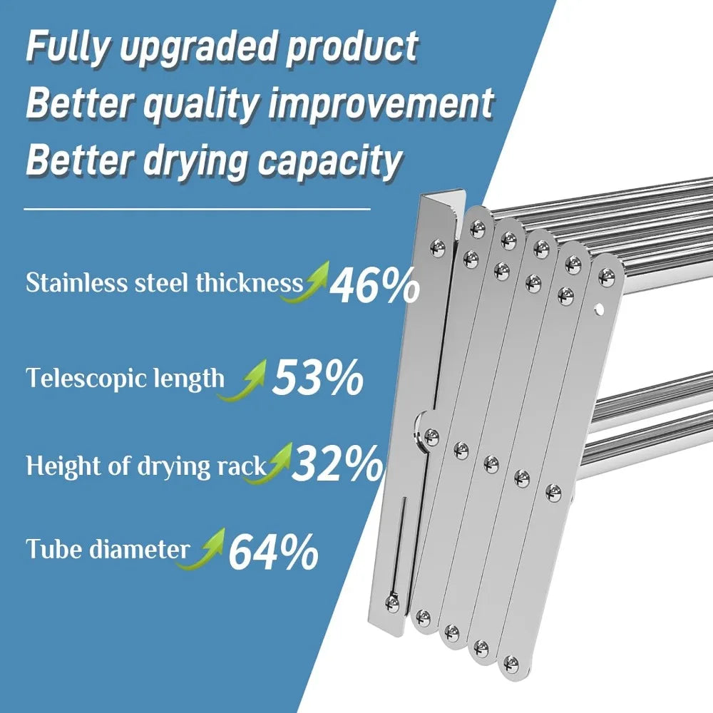 Wall-Mounted Stainless Steel Foldable Clothes Drying Rack for Laundry/Bathroom