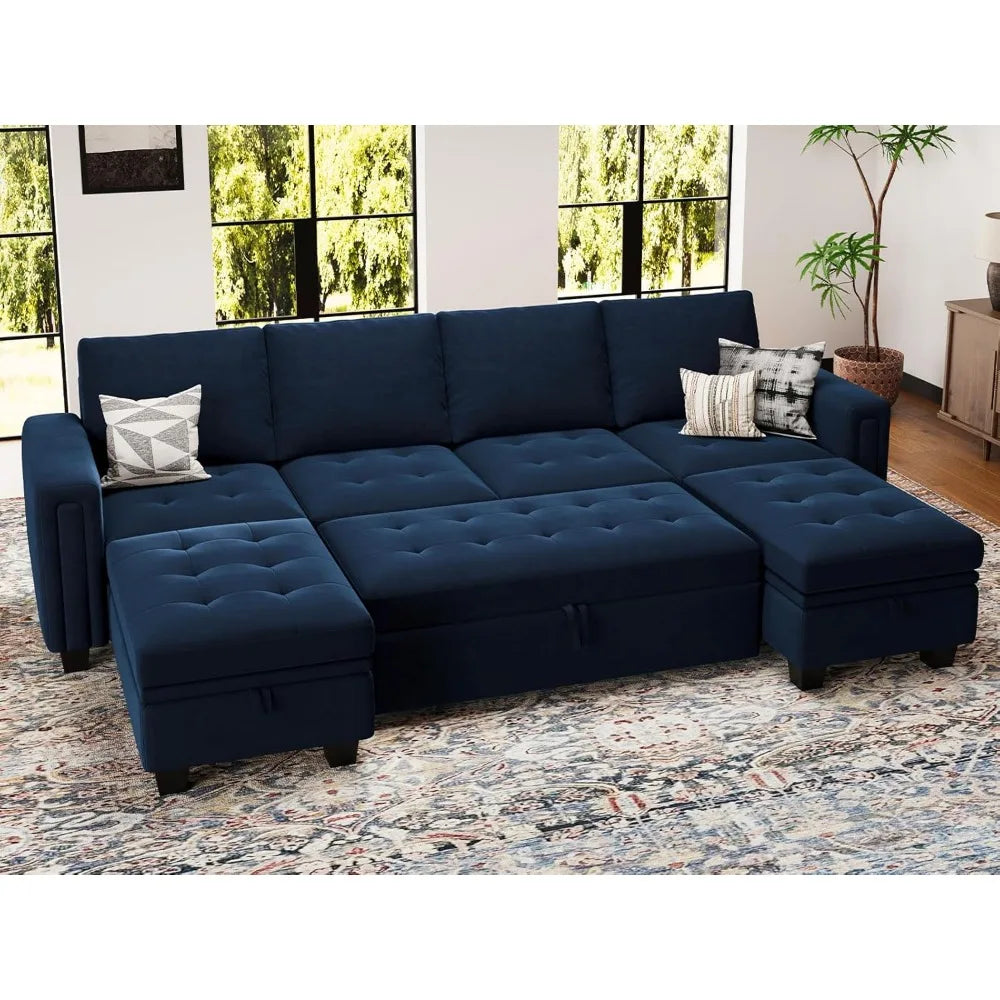 Modular Sectional Sleeper Sofa with Pull Out Bed