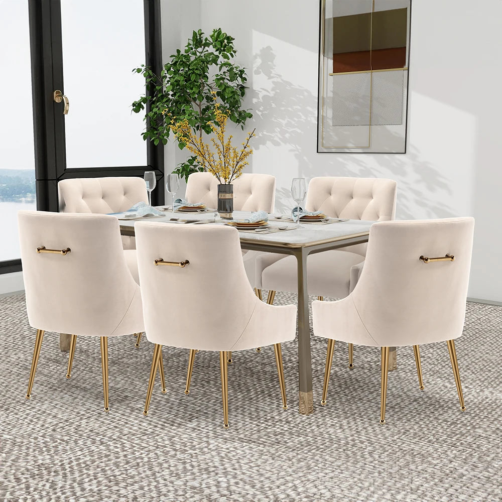 SEYNAR Modern Dining Chairs Set of 6, Tufted Back Armless Chair