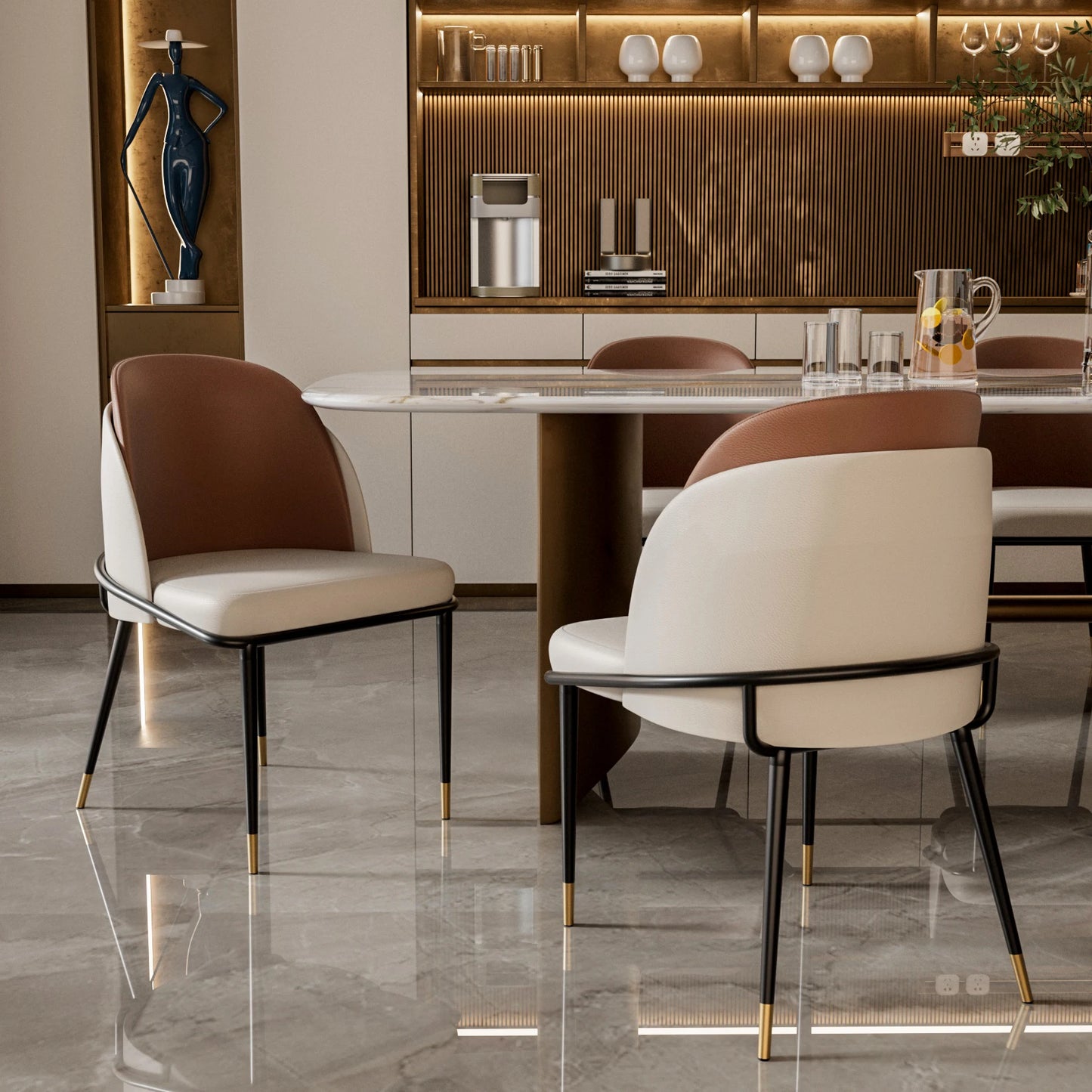 Dining Chairs Set of 2, Faux Leather Upholstered Padded Back