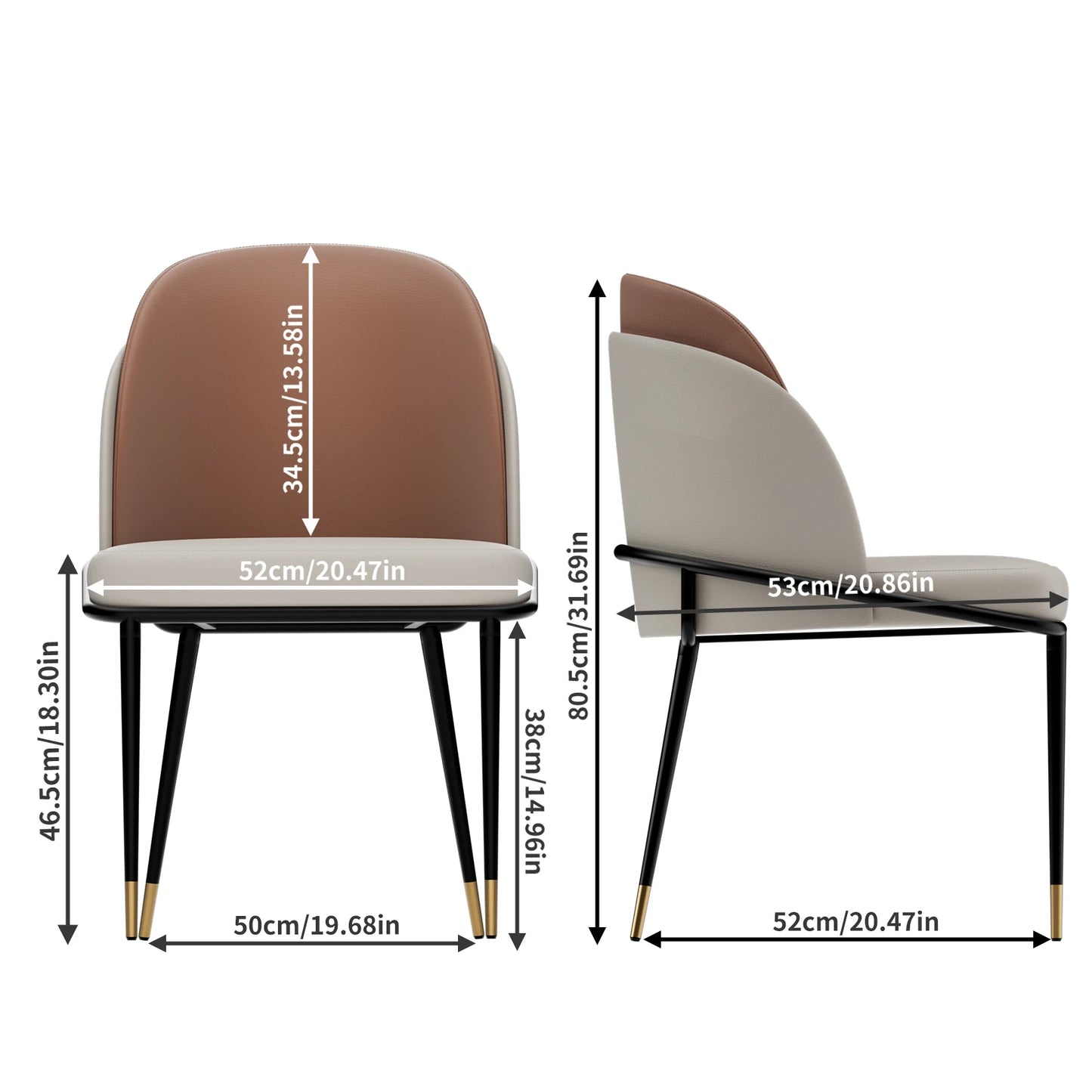 Dining Chairs Set of 2, Faux Leather Upholstered Padded Back
