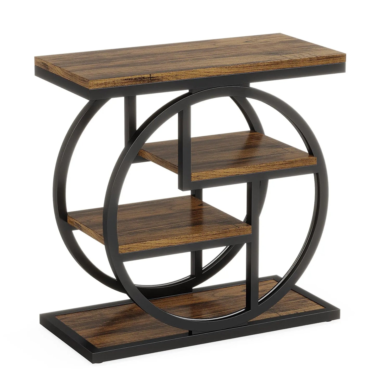Tribesigns End Table 4-Tier Wood Narrow Side Table with Storage Shelves