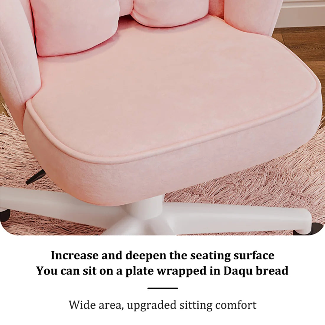 Velvet Petal Desk Chair – Cute Butterfly Vanity Chair with Bow Cushion for Office or Bedroom