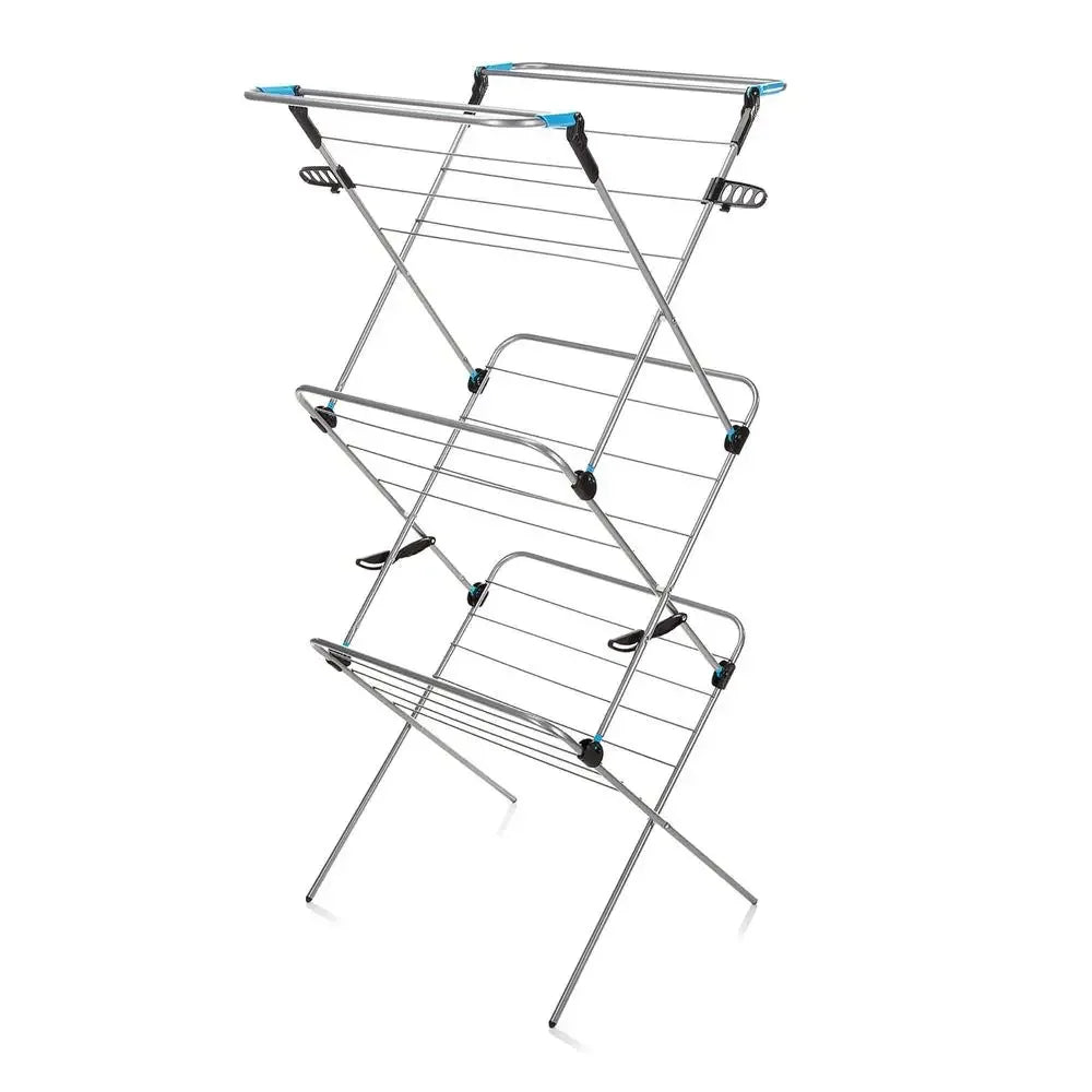 3-Tier Verso 66ft Clothes Rack with Flip-Out Arms, Double Locking, Folding Storage