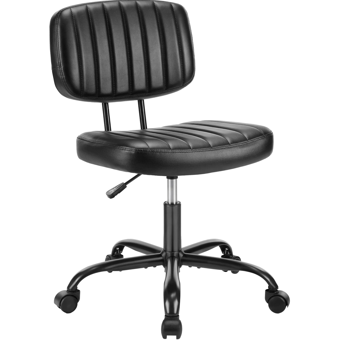 JHK Armless PU Leather Office Chair – Adjustable Height & Lumbar Support with 360° Swivel Wheels