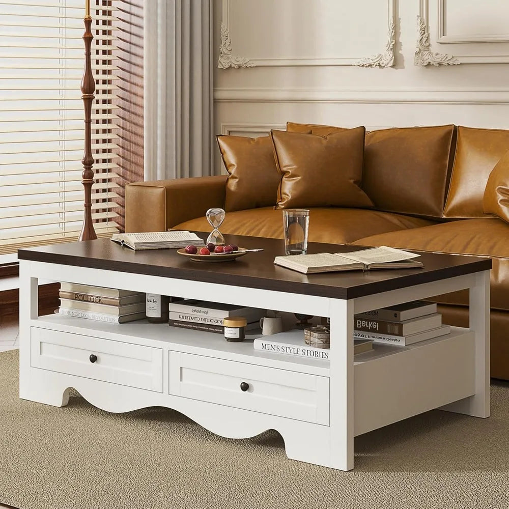 47.6" Farmhouse Coffee Table with Storage