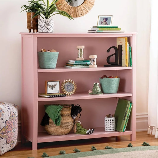 Deluxe Taiga 42" 3-Layer Pink Bookshelf for Kid's Room