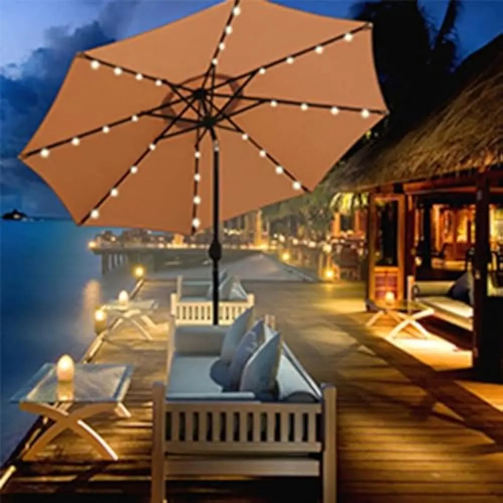 ✅ 9FT LED Patio Umbrella – Outdoor Market Umbrella for Garden, Deck, Pool & Beach