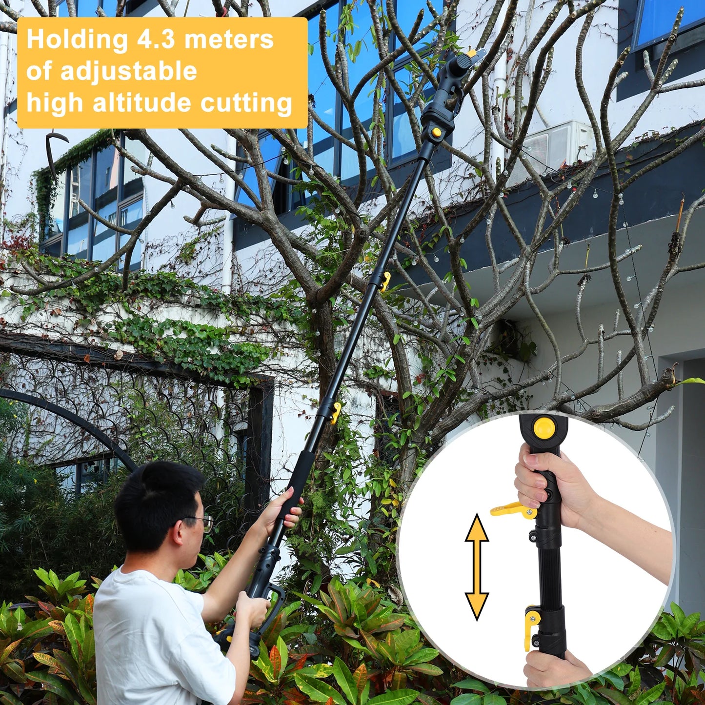 2-in-1 Mini 6" Cordless Chainsaw & Pole Saw – 21V Handheld Electric Saw for Woodworking & Pruning